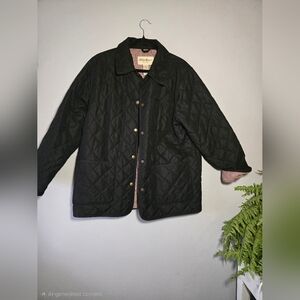 Eddie Bauer Quilted Barn Jacket Black Plaid Lined Size Large